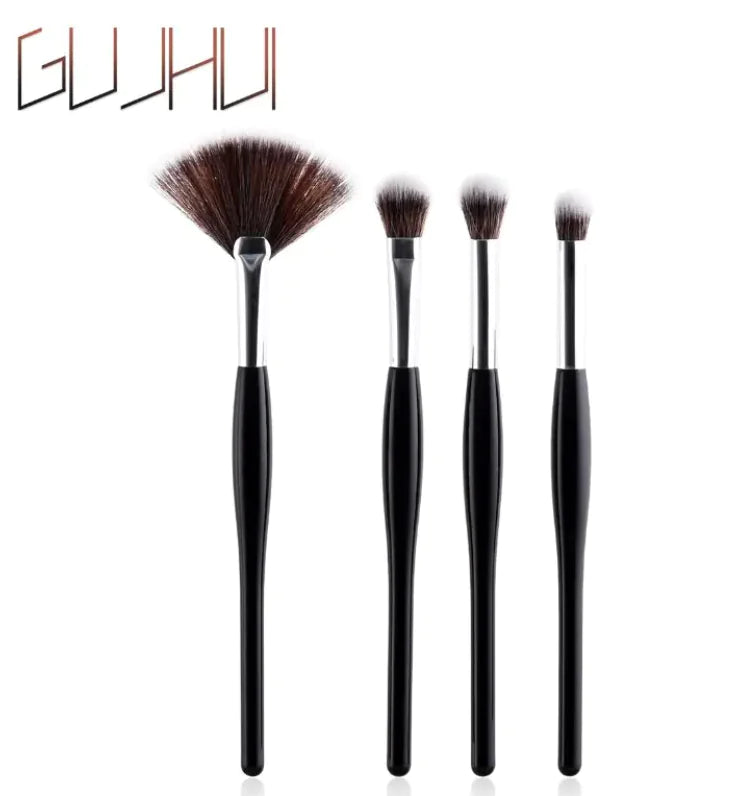 8-Piece Professional Makeup Brush Kit: Black & Silver Edition