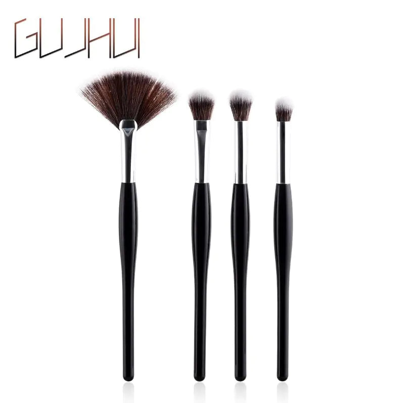 8-Piece Professional Makeup Brush Kit: Black & Silver Edition