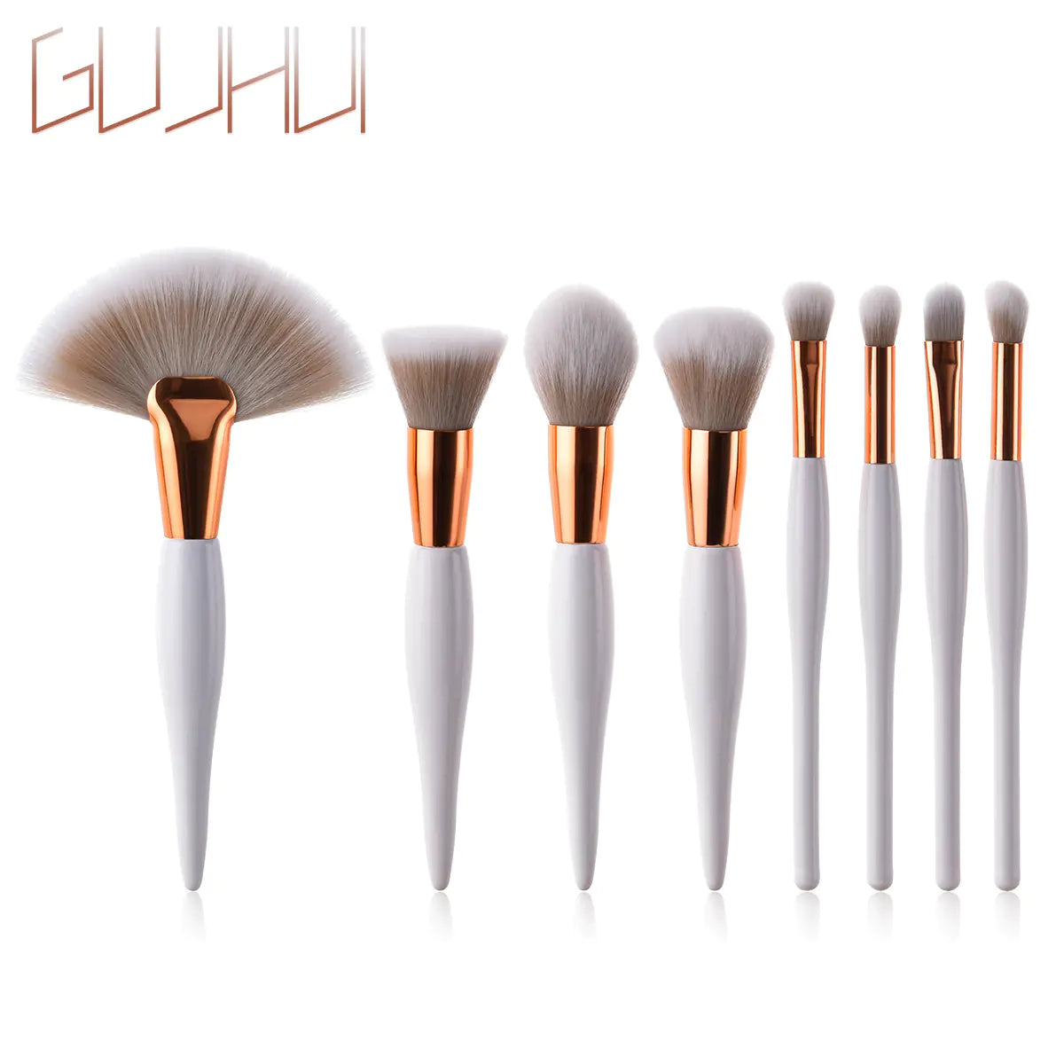 8-Piece Professional Makeup Brush Kit: Black & Silver Edition