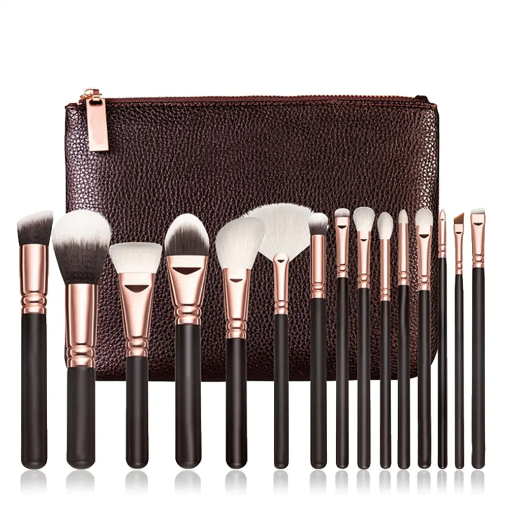 Elegant Pink Rosegold 15pc Brush Kit