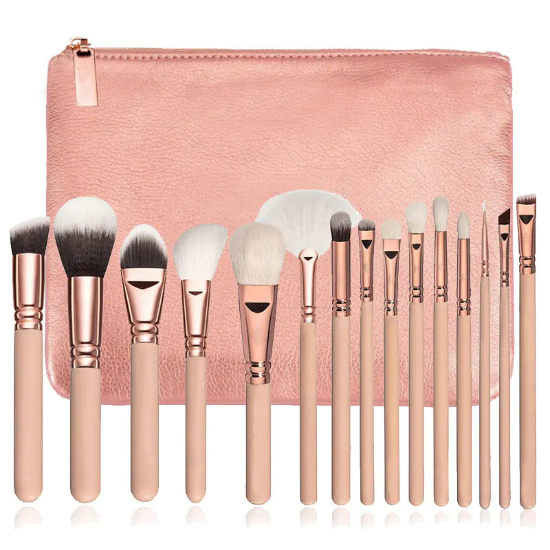 Elegant Pink Rosegold 15pc Brush Kit