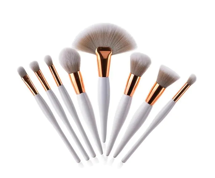 8-Piece Professional Makeup Brush Kit: Black & Silver Edition